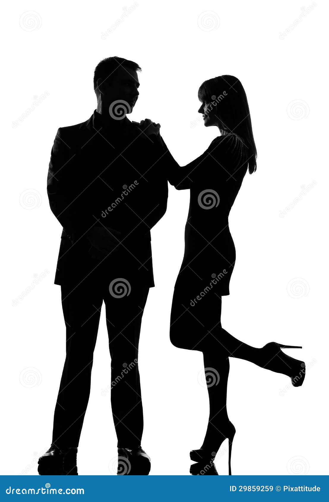 Man And Woman Silhouettes With Face Silhouette On The Background