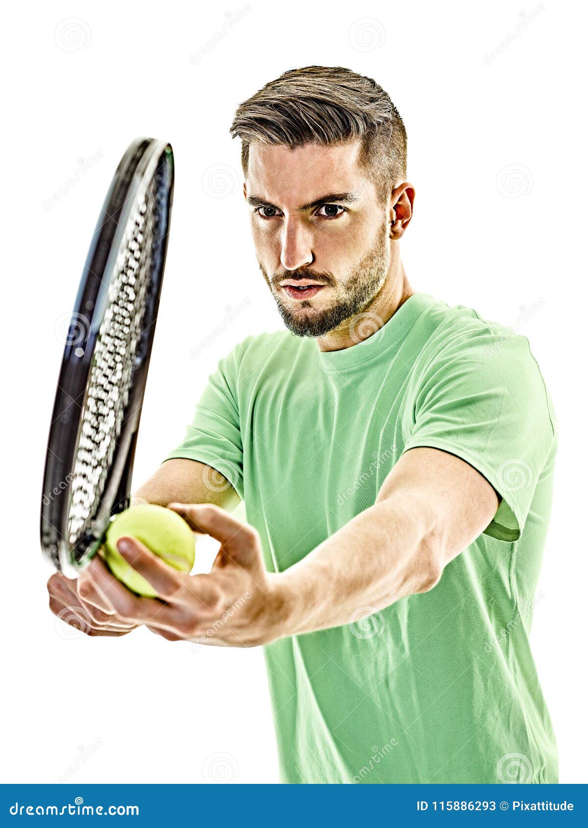 Tennis Player Service Serving Man Isolated Stock Image - Image of ...