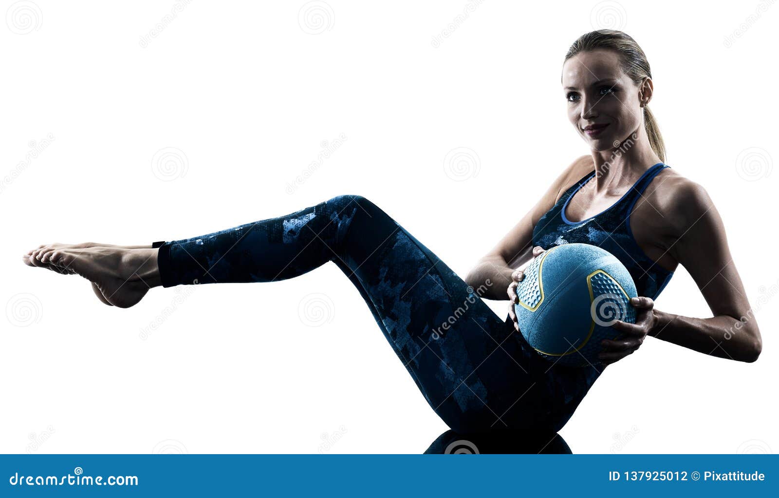 Woman Exercising Fitness Ball Workout Silhouette Royalty Free Stock Image - Image: 37454656