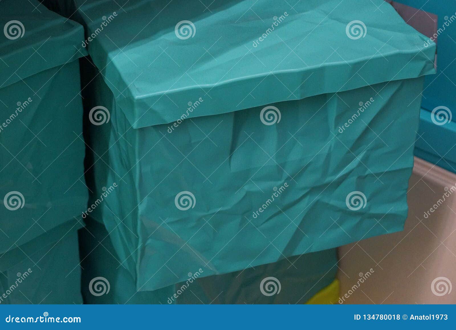 Closed Large Plastic Blue Box on the Shelf Stock Photo Image of blank