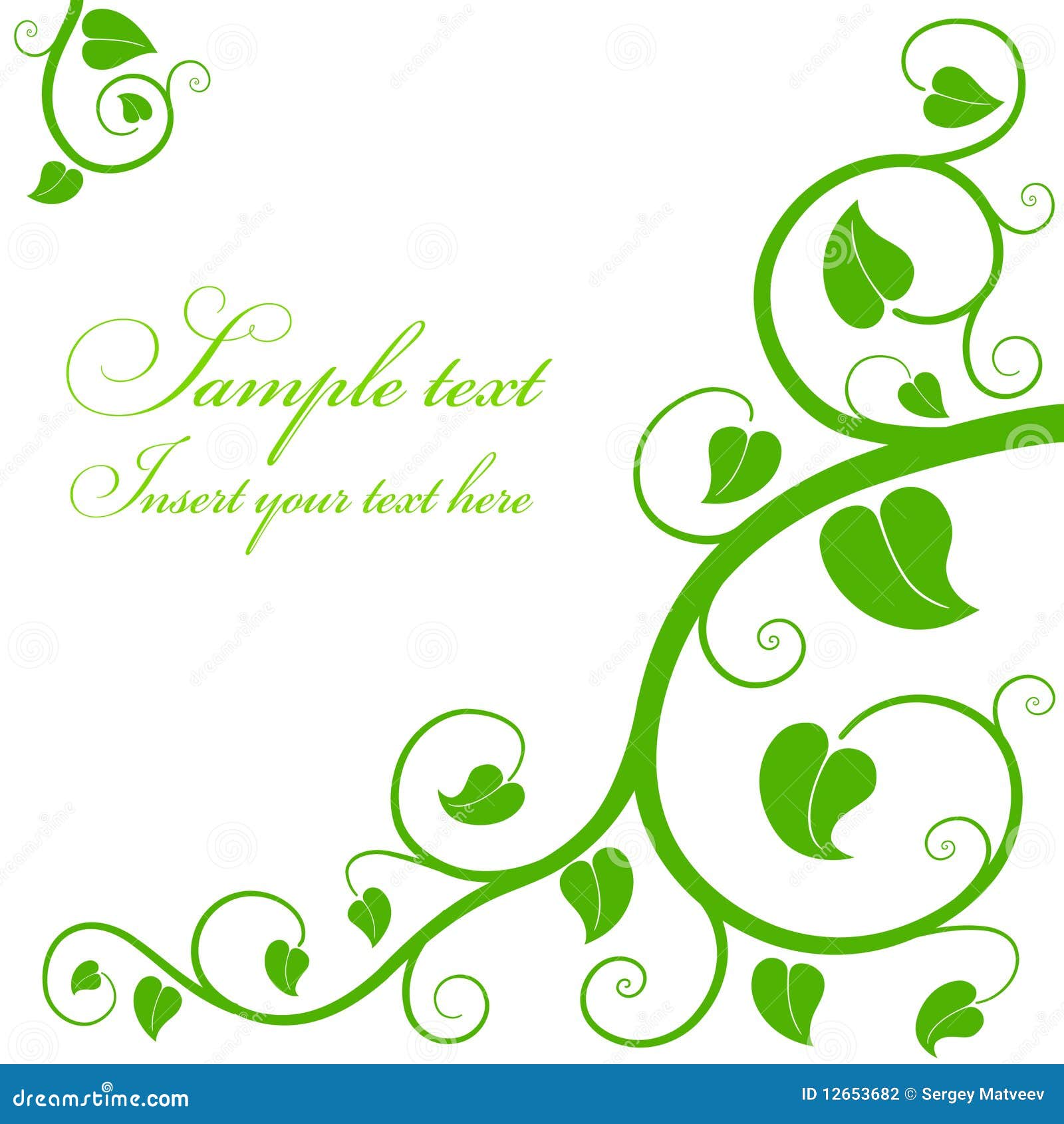 one color leaf and branch pattern greetings card