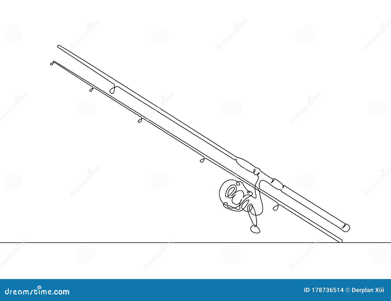 Sketch Fishing Rod, Spinning Rod, Reel, Tackle Stock Illustration