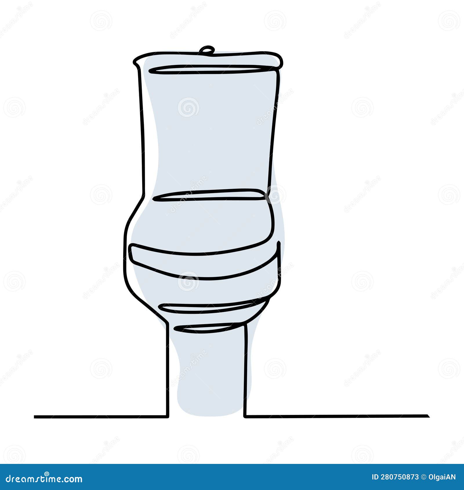 One Continuous Drawn Single Art Line Doodle Sketch Toilet. Toilet in