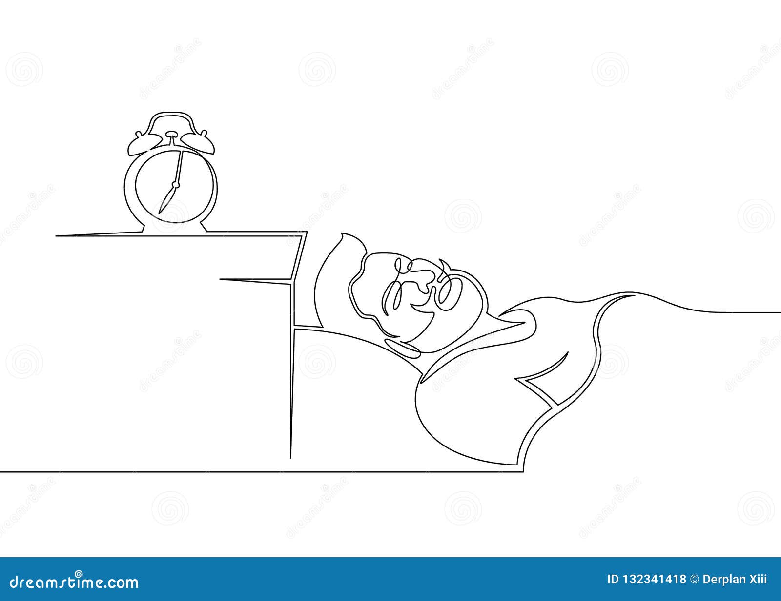 images A Drawing Of A Person Waking Up https www dreamstime com one continuous drawn single art line sketch character man sleeps waking up morning alarm clock one continuous drawn single art image132341418