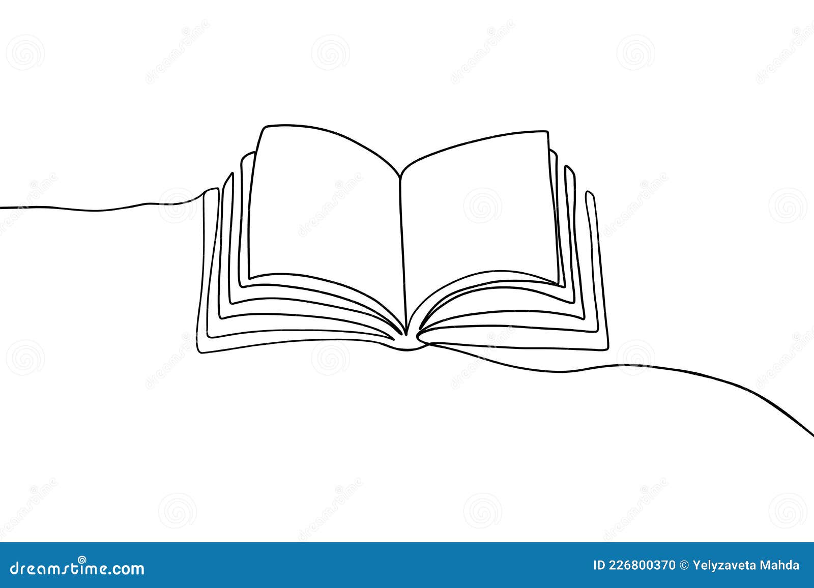 How to draw a book - completed outline of an open book in