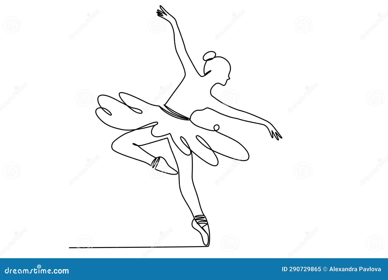 One Continuous Line Drawing of Ballet Dancer. Female Ballerina, Dancer ...