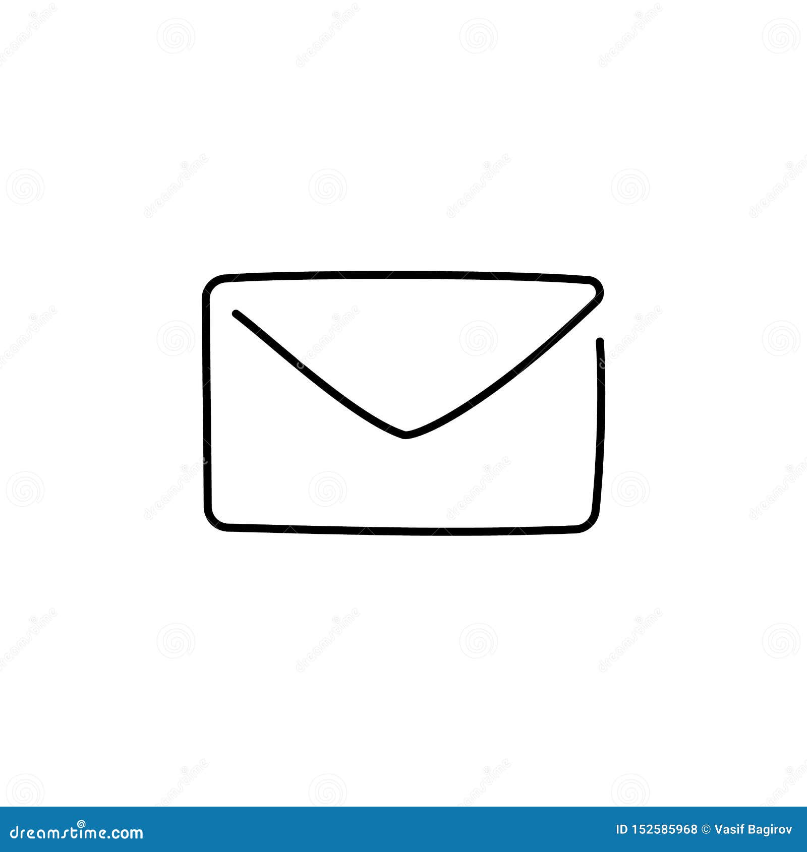 One Continuous Line Drawing of Email Icon Isolated on White Background