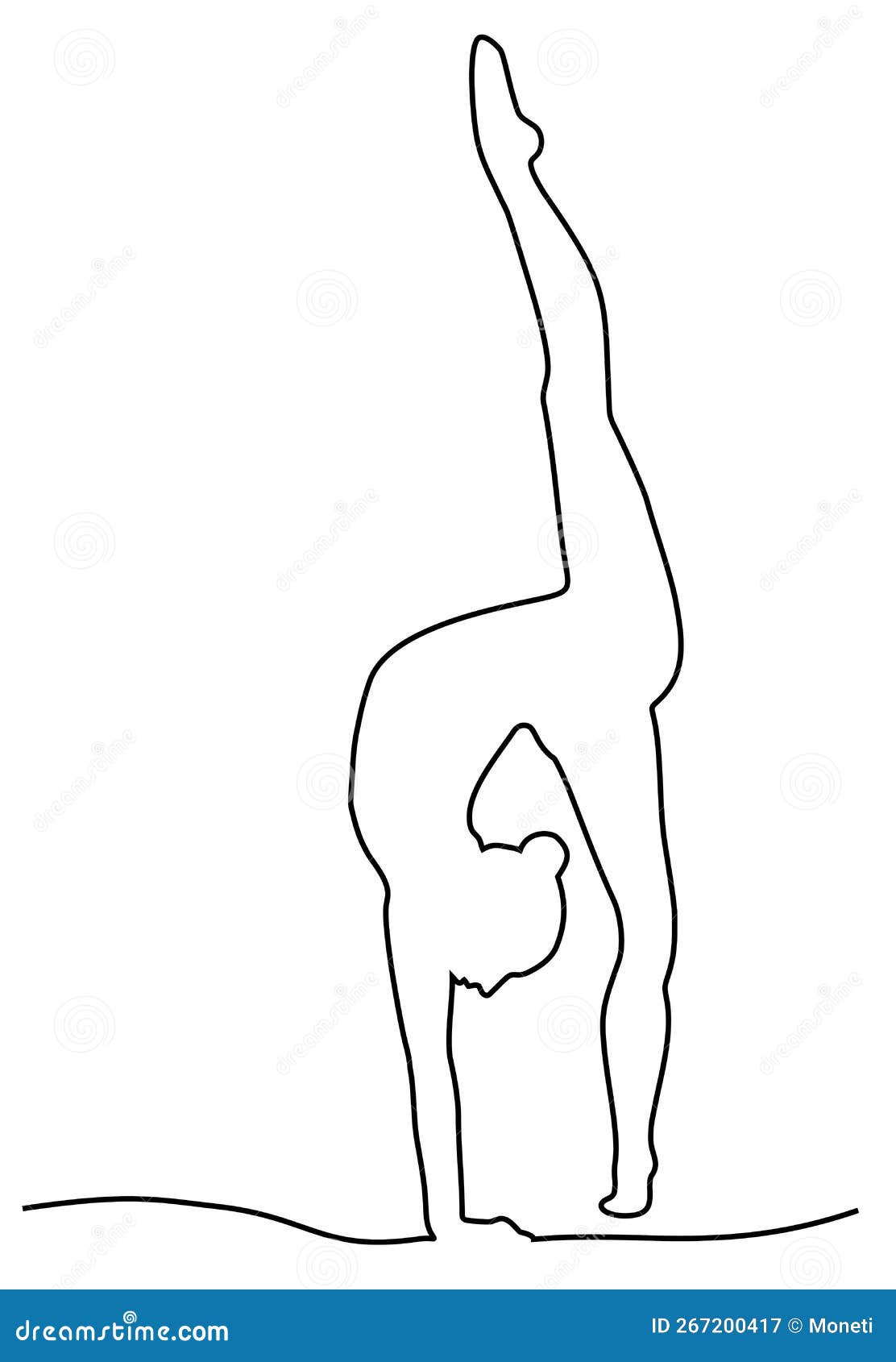 One Continuous Line Drawing Of Gymnast Girl. Silhouette Girl Engaged In ...