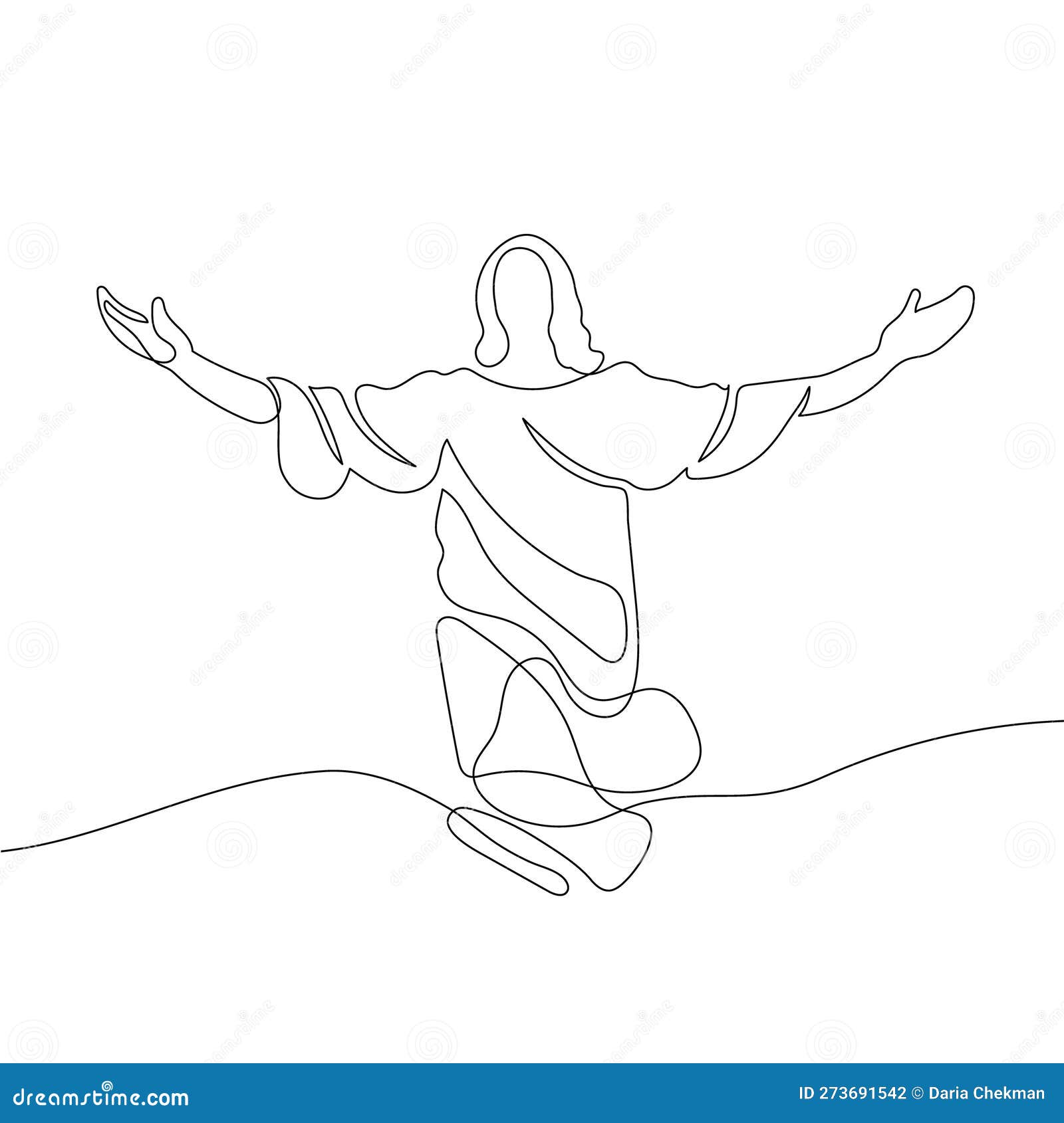 One Continuous Line Drawing the Minimal Hand of Jesus Christ. Stock ...