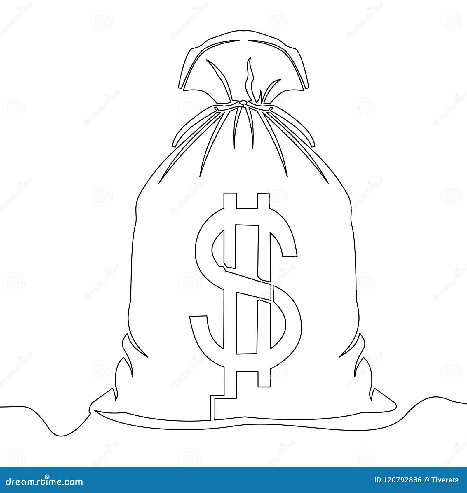 One Continuous Line Drawing Money Bag Vector Stock Vector