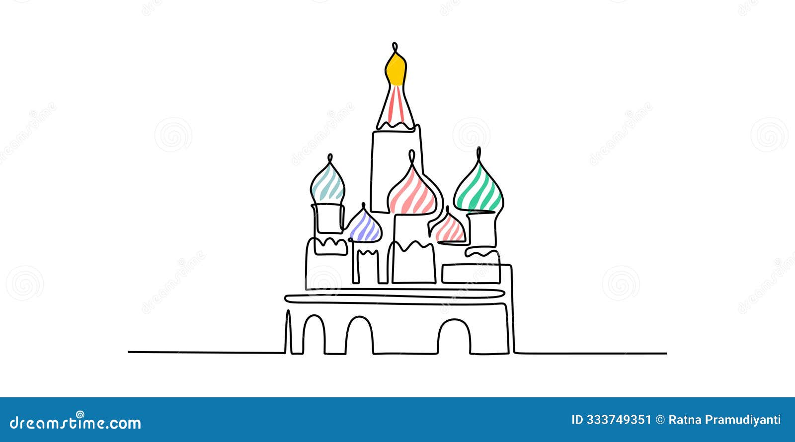 one continuous line drawing moscow skyline  . modern city in europe simple linear