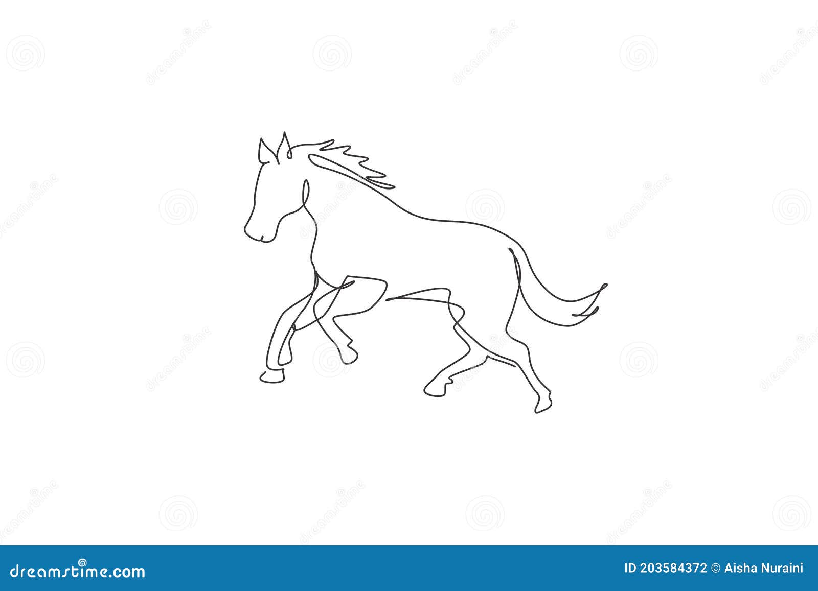 one continuous line drawing of strong cute horse. wild animal national park conservation. safari zoo concept. dynamic single line