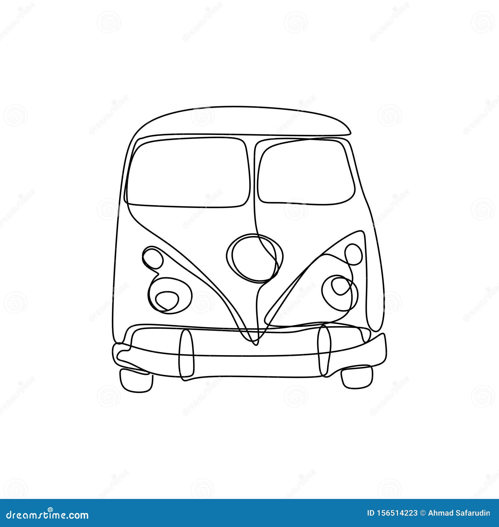 One Continuous Line Drawing Van Car with Minimalist Design Vehicle ...