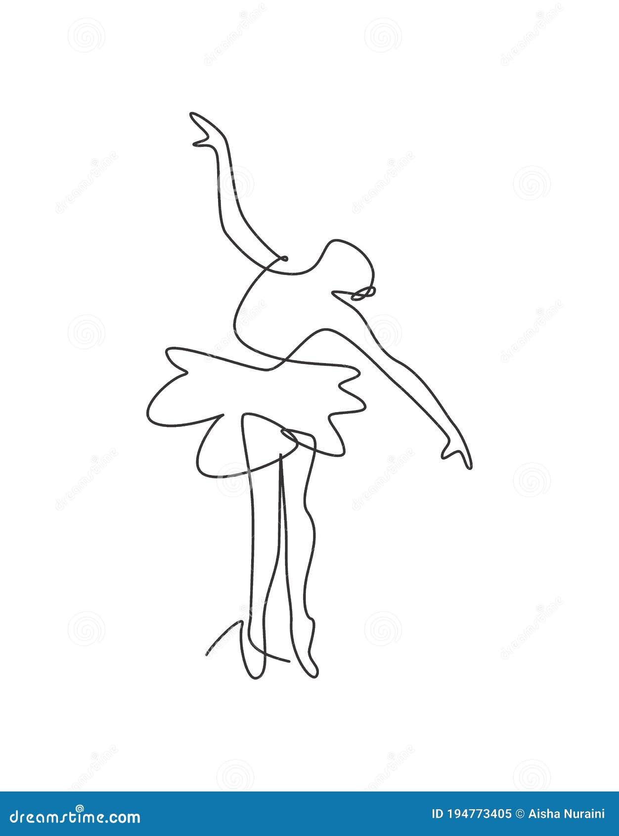 Continuous Line Drawing Woman Ballet Dancer Vector Stock ...