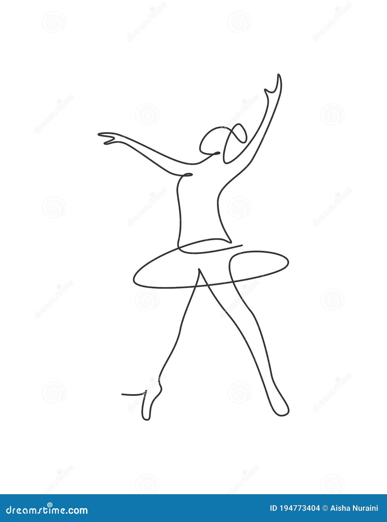 One Continuous Line Drawing Woman Beauty Ballet Dancer in Elegance ...