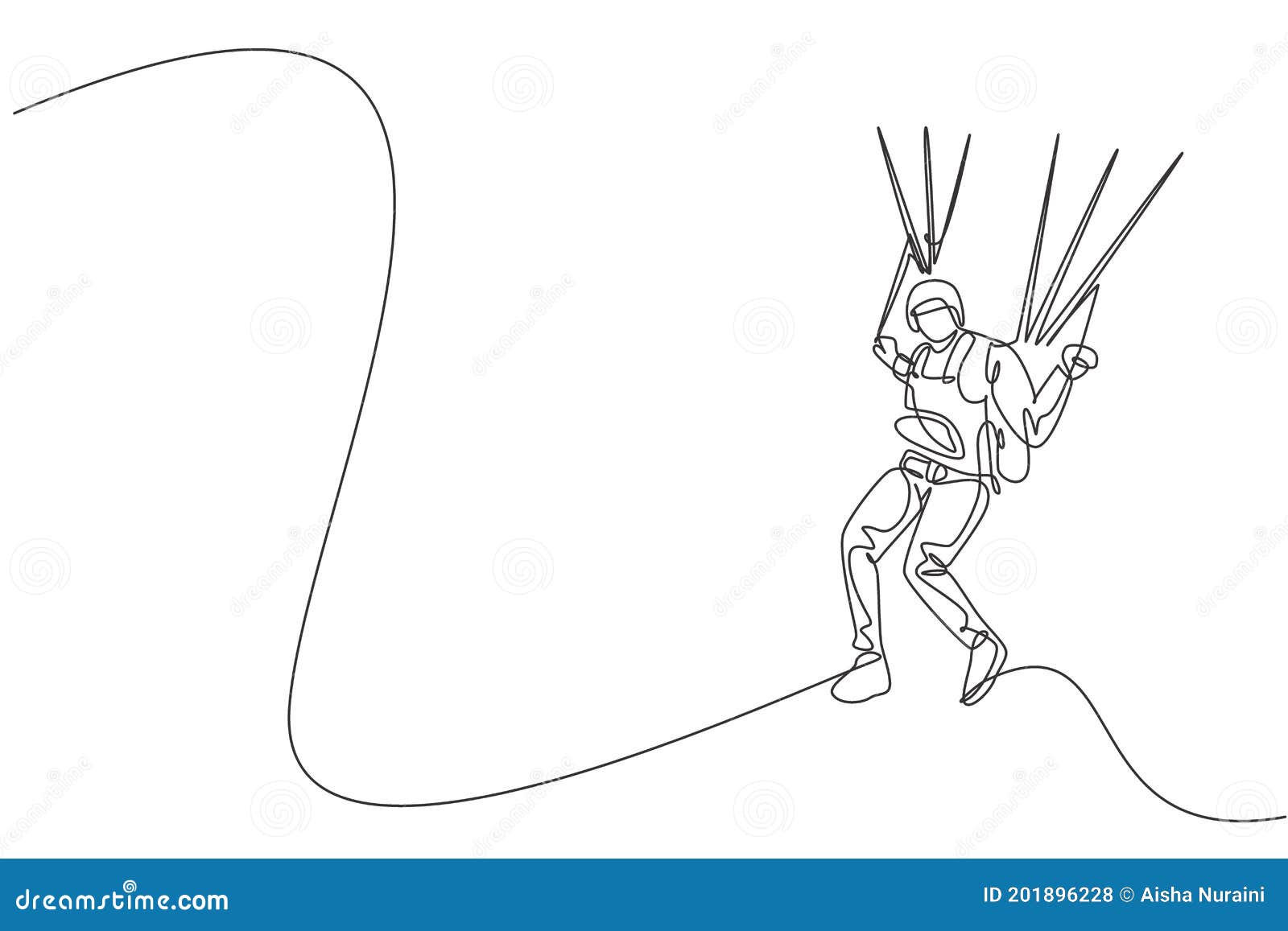 One Continuous Line Drawing Of Young Bravery Man Flying In The Sky