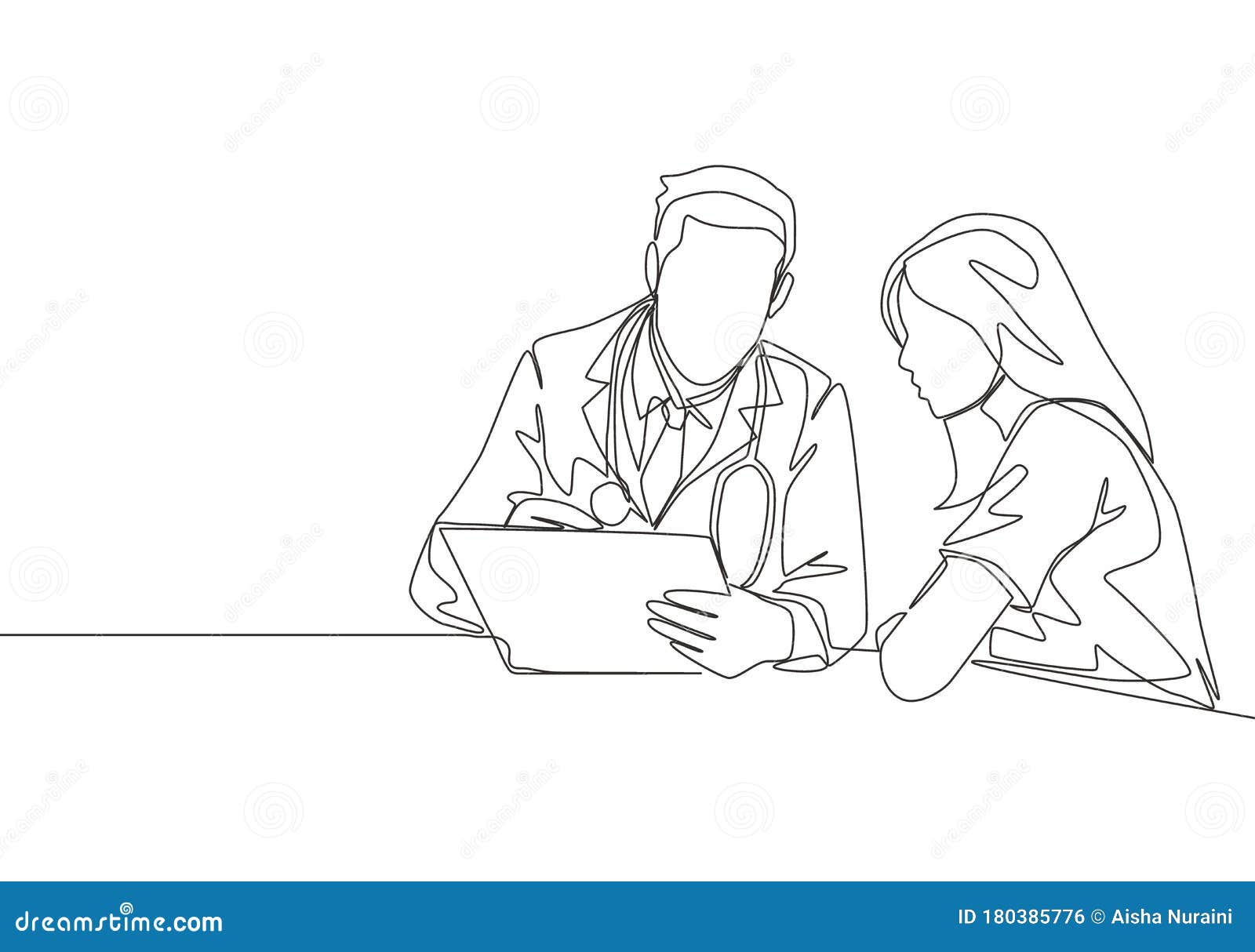 Smiling doctor help talk with cancer patient Vector Image