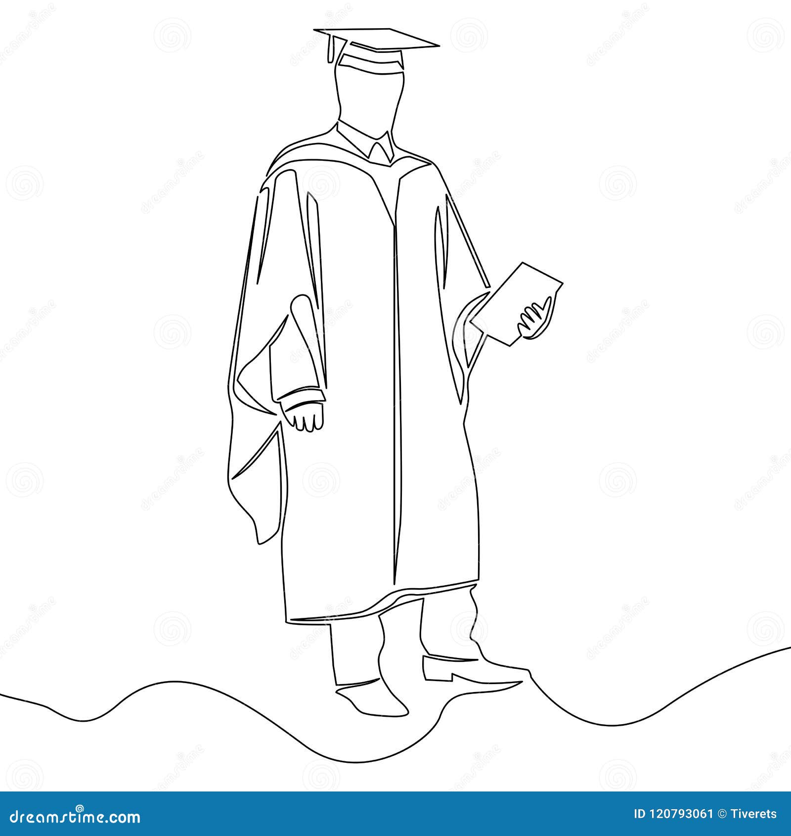 One Continuous Line Graduation Student Concept Stock Vector ...