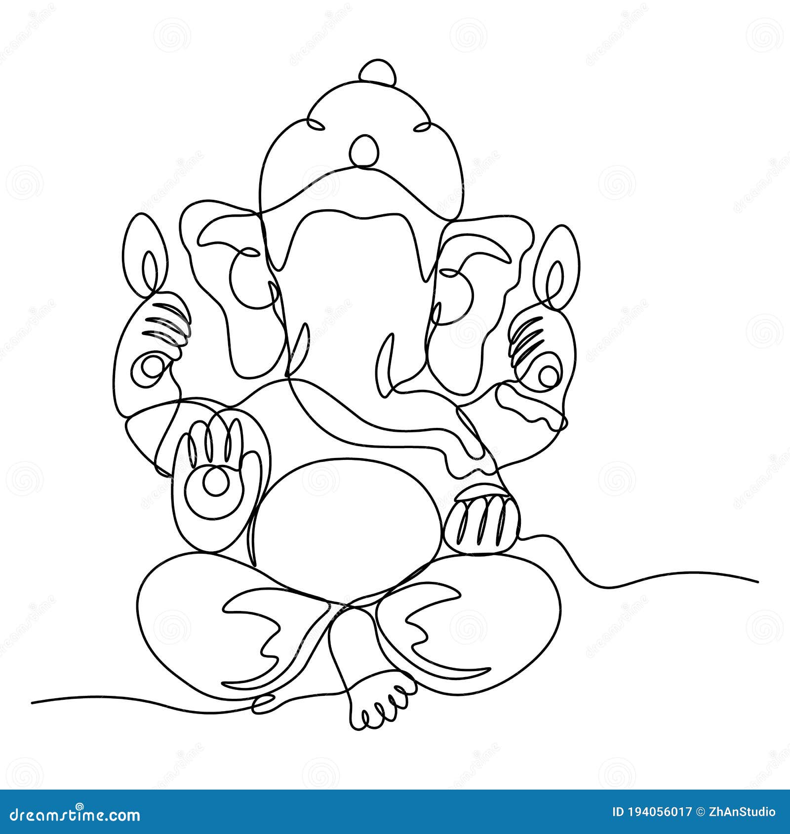 Drawing or sketch of lord ganesha outline and silhouette editable wall  mural • murals outline, line art, wedding | myloview.com