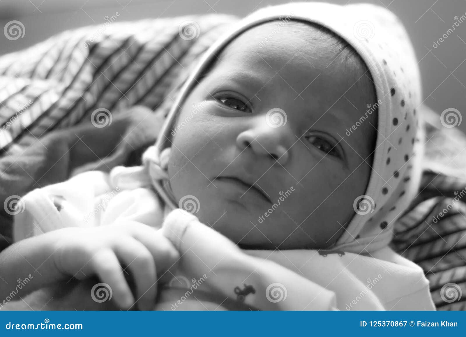 One Day Old New Born Baby Black and White Photo Stock Image ...