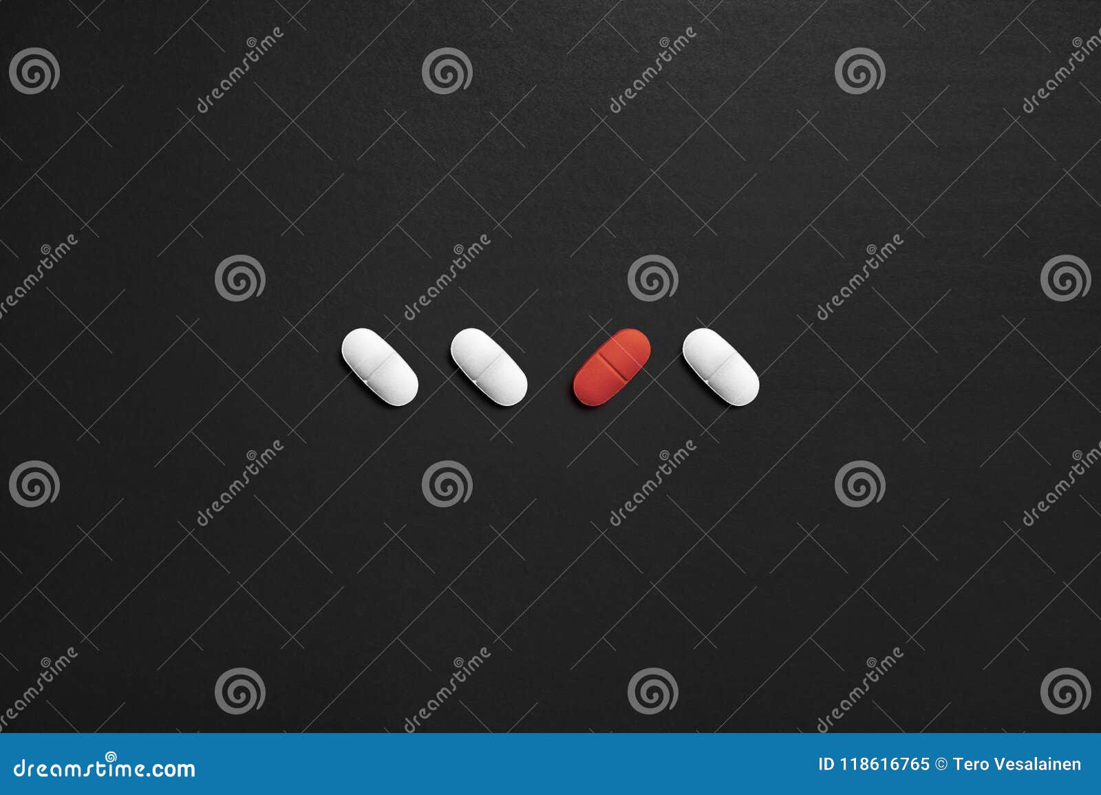 one different pill. unique or individual.