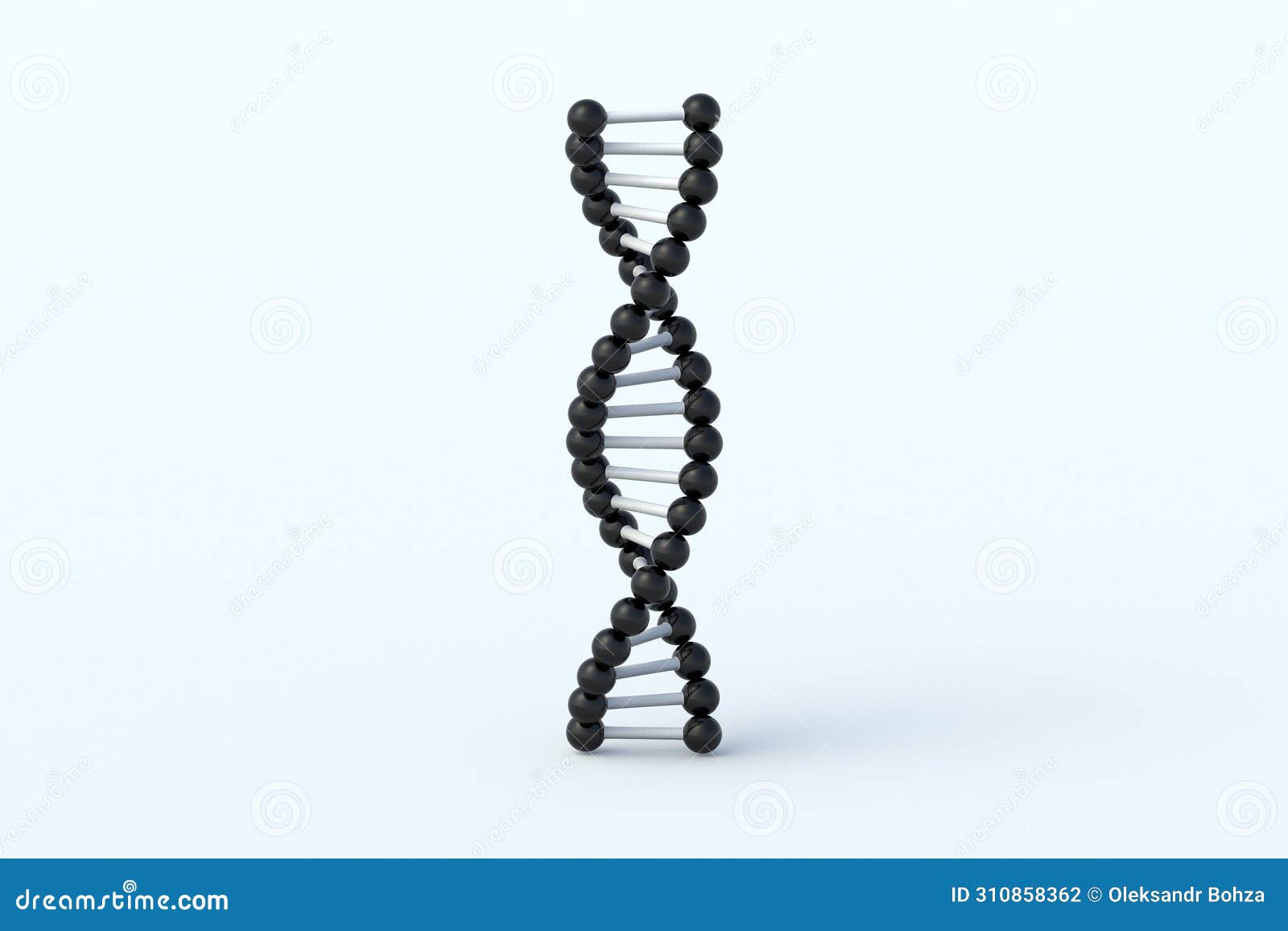 One DNA Structure on Gray Background. Spiral Molecule Model. Genetic