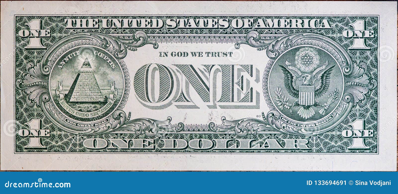one dollar bill closeup view