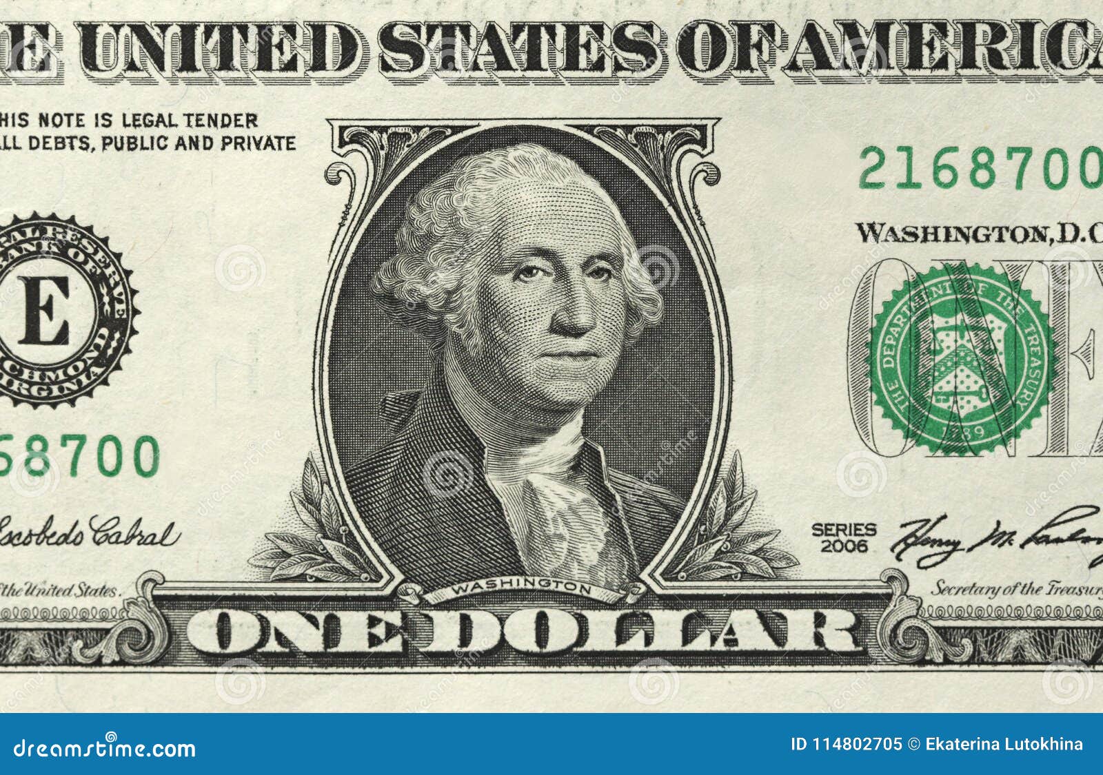 One Dollar With One Note 1 Dollars Stock Image Image Of