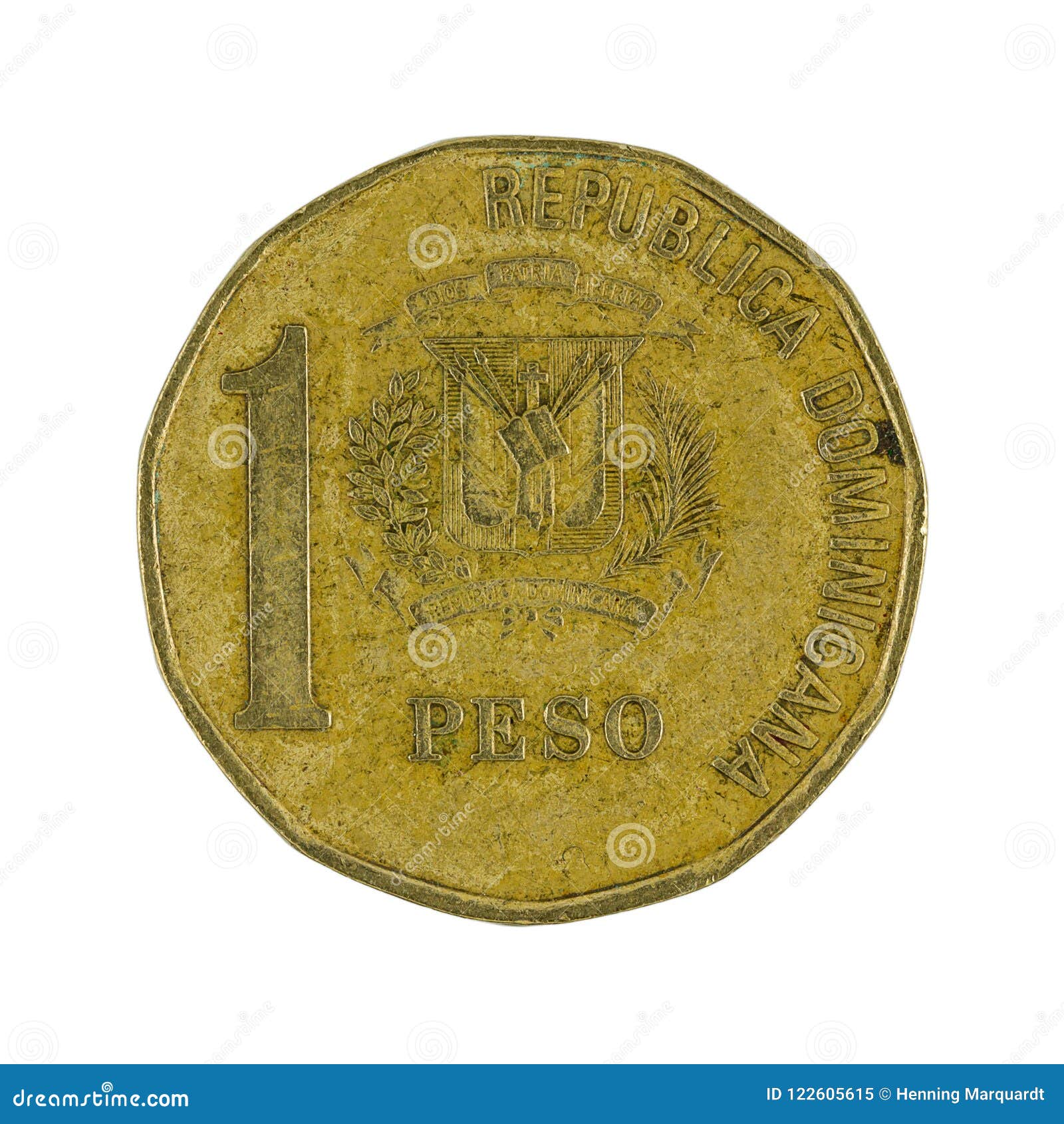 One Dominican Peso Coin 2002 Isolated Stock Image - Image of cash ...