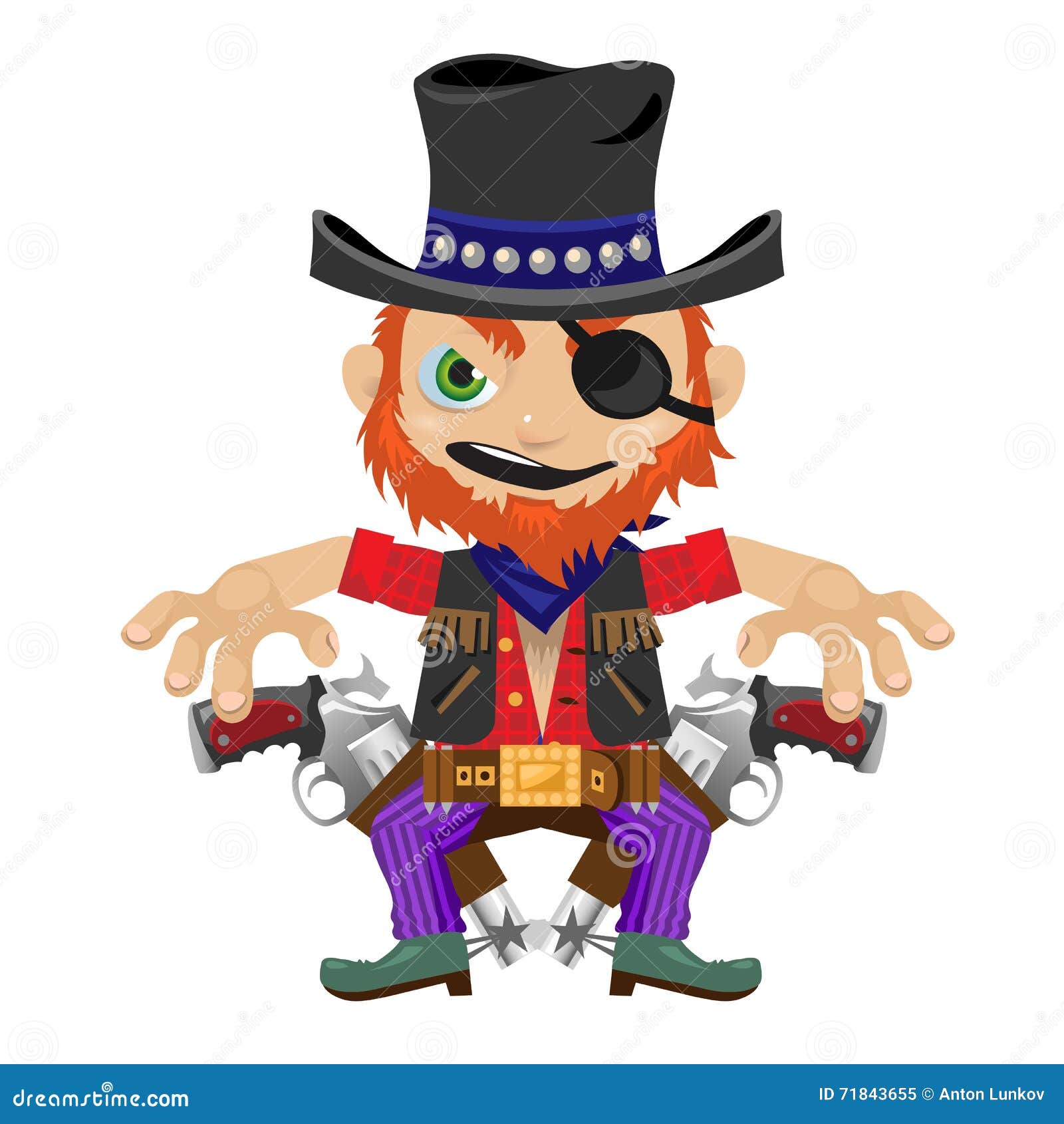 One-eyed Bandit with Guns, Character in Wild West Stock Vector ...