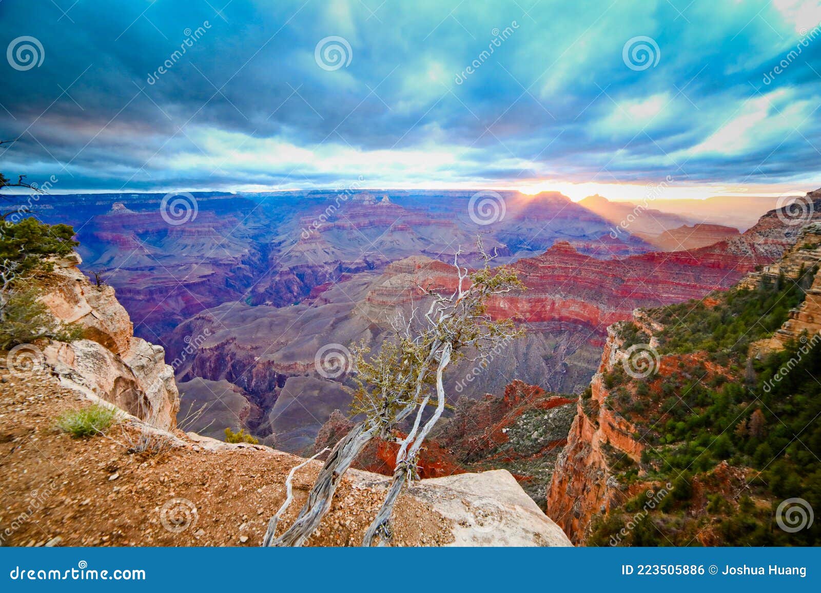 Grand Canyon Blue Sunrise, Yavapai Point, South Rim Stock Photo - Image ...