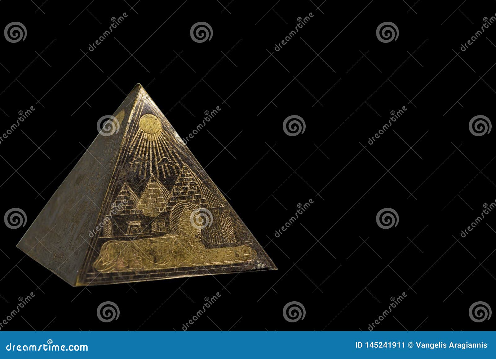 Figurine of Bronze Egyptian Pyramid Stock Image - Image of isolated ...