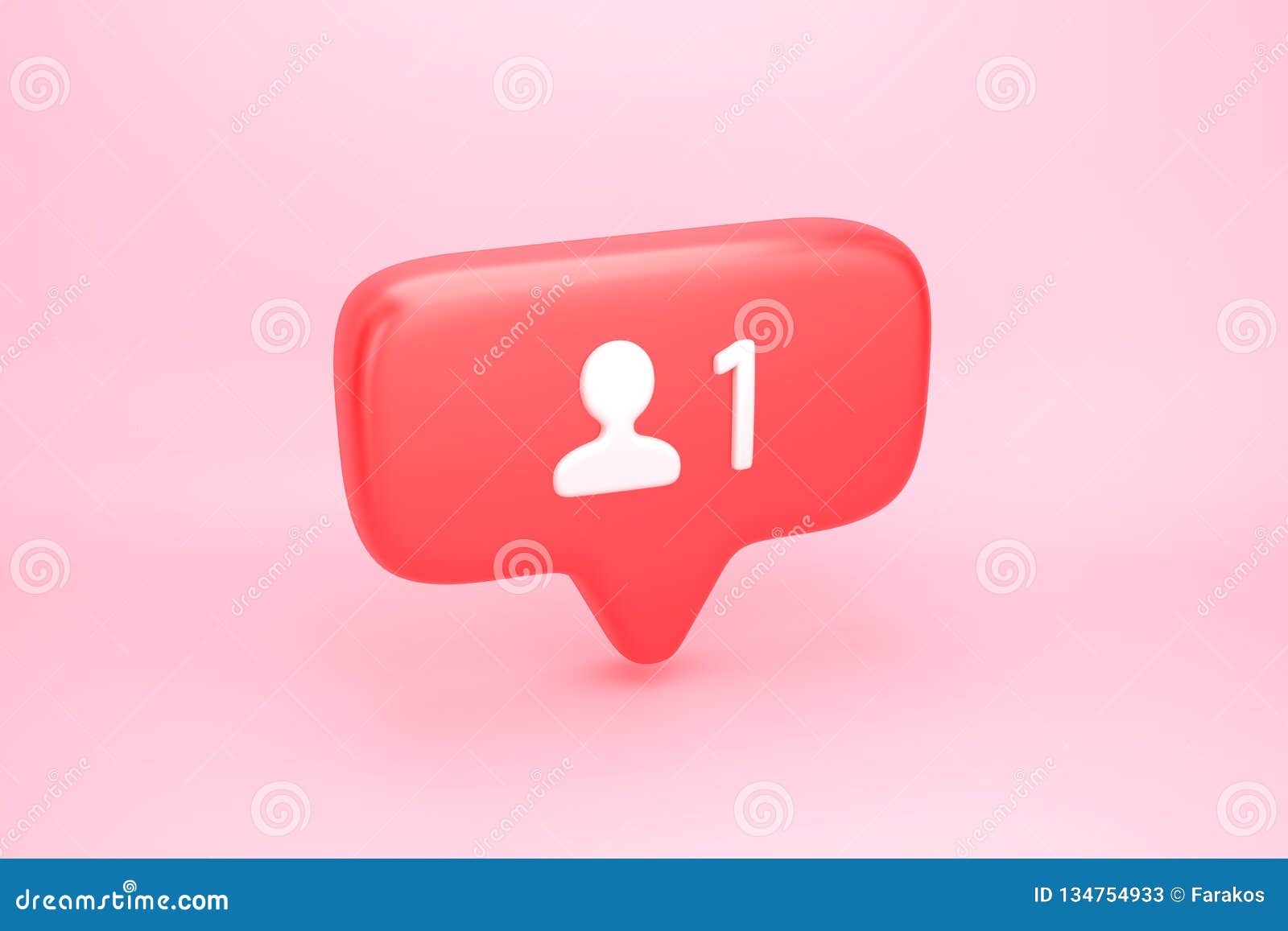one friend request subscriber or follower social media notification icon with user pic symbol and number 1 on counter 3d illustration - instagram follow request cancel notification