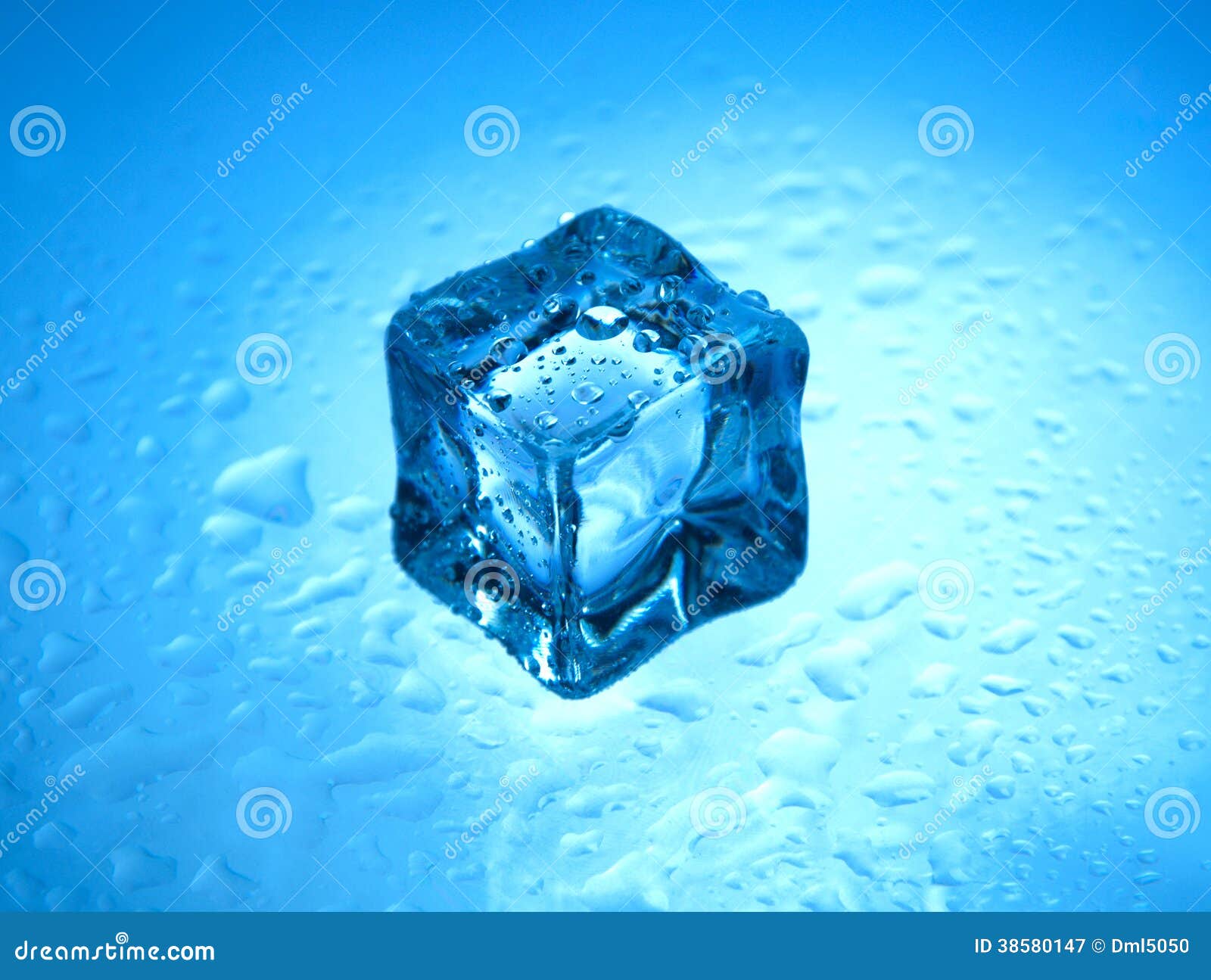 One Frozen Ice Cube with Clear Water Drops Stock Image - Image of melt,  closeup: 38580147