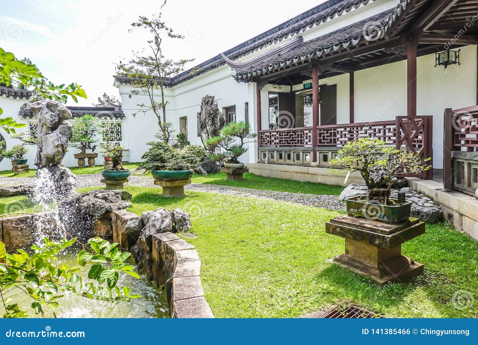 One of the Garden with Differents Bonsai Tree and Rock in Singapore