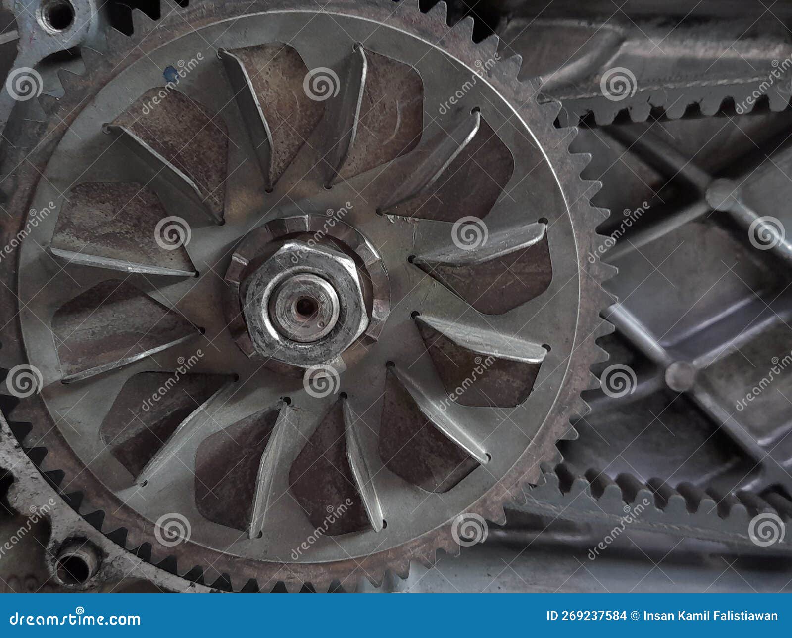 One of the Gears that is in the Cvt Motorcycle Section Stock Photo