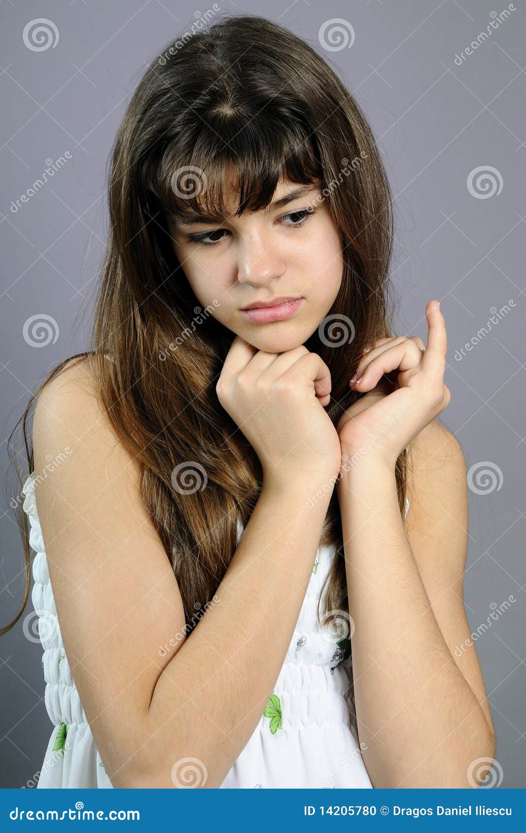 One Girl Portrait Thinking Stock Photo - Image: 14205780