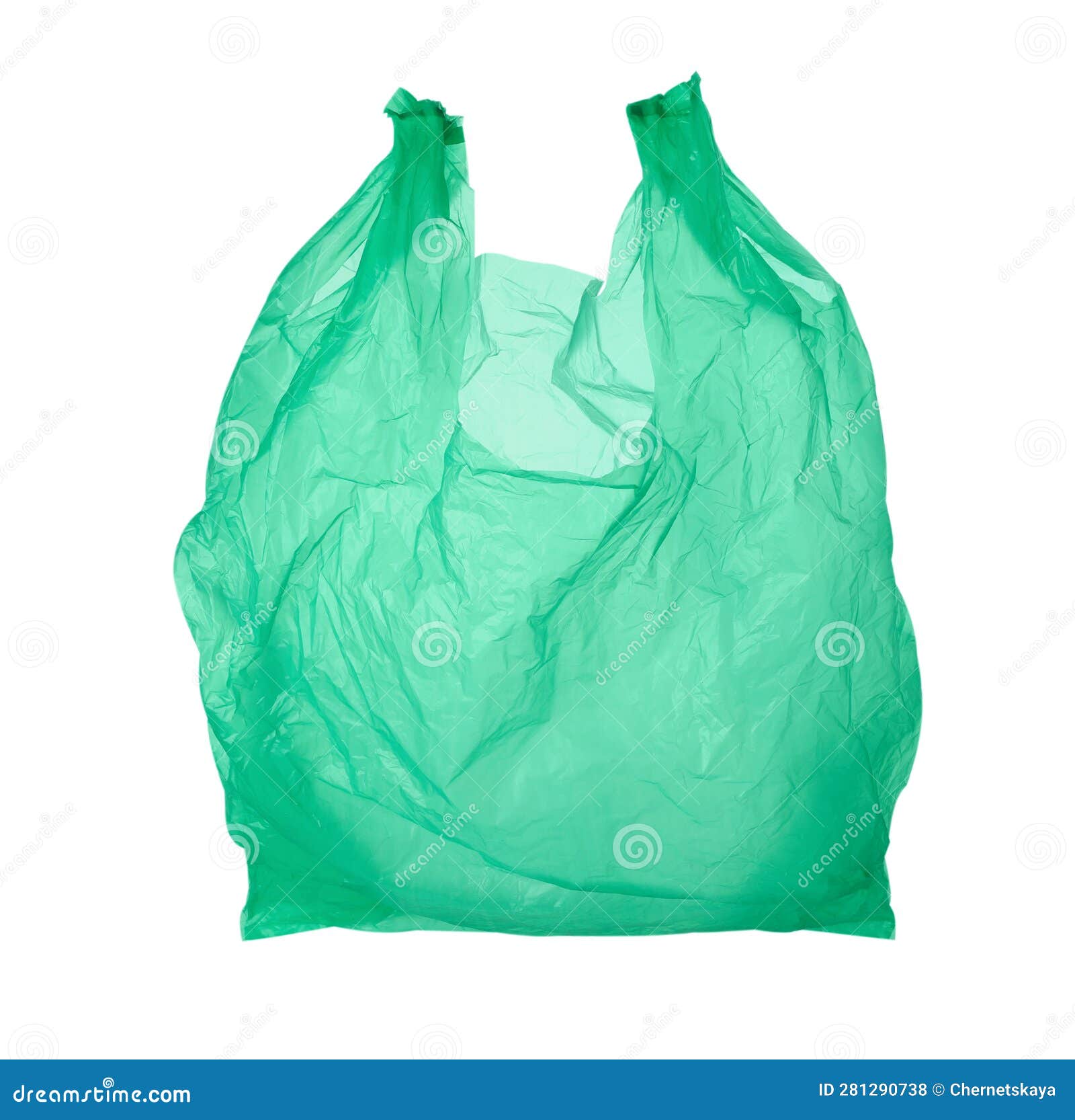 One Green Plastic Bag Isolated on White Stock Photo - Image of package ...