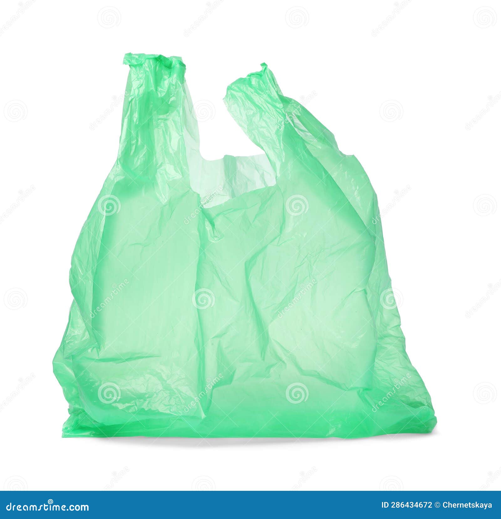 One Green Plastic Bag Isolated on White Stock Photo - Image of green ...