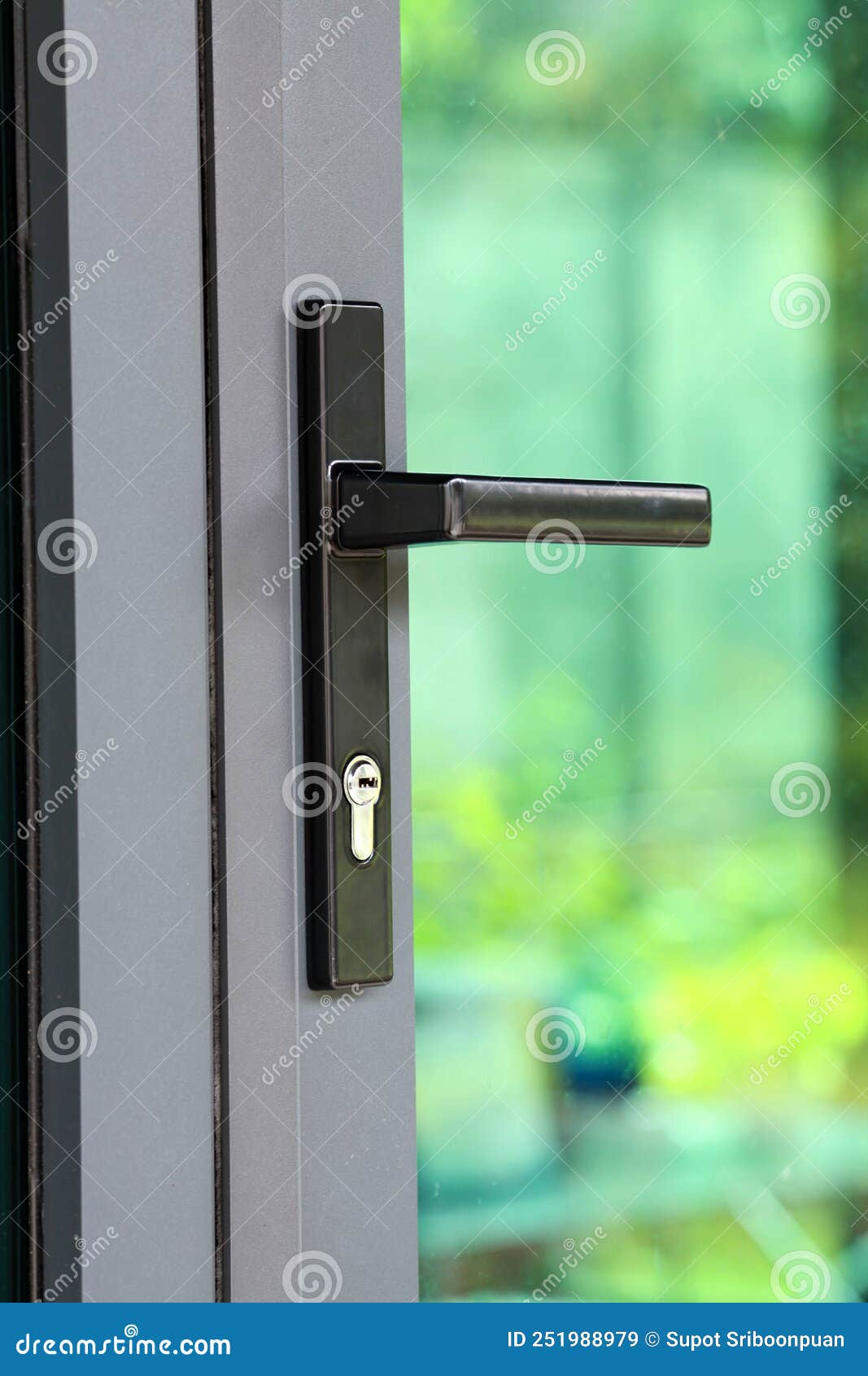 Door handle with lock stock image. Image of interior 251988979