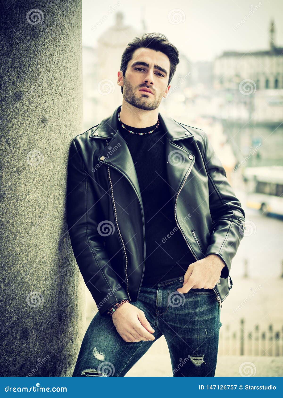 One Handsome Young Man in Modern City Setting Stock Image - Image of ...