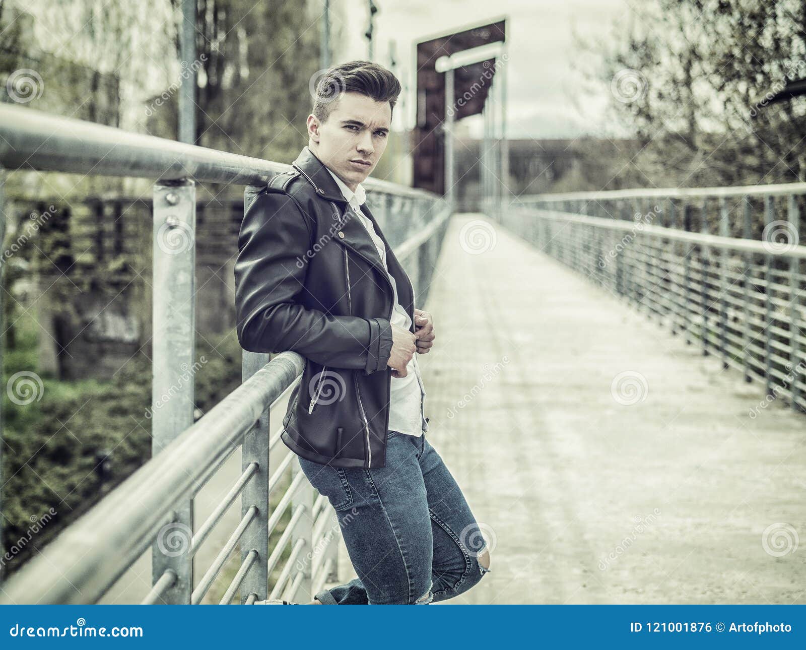 One Handsome Young Man in Urban Setting Stock Photo - Image of ...