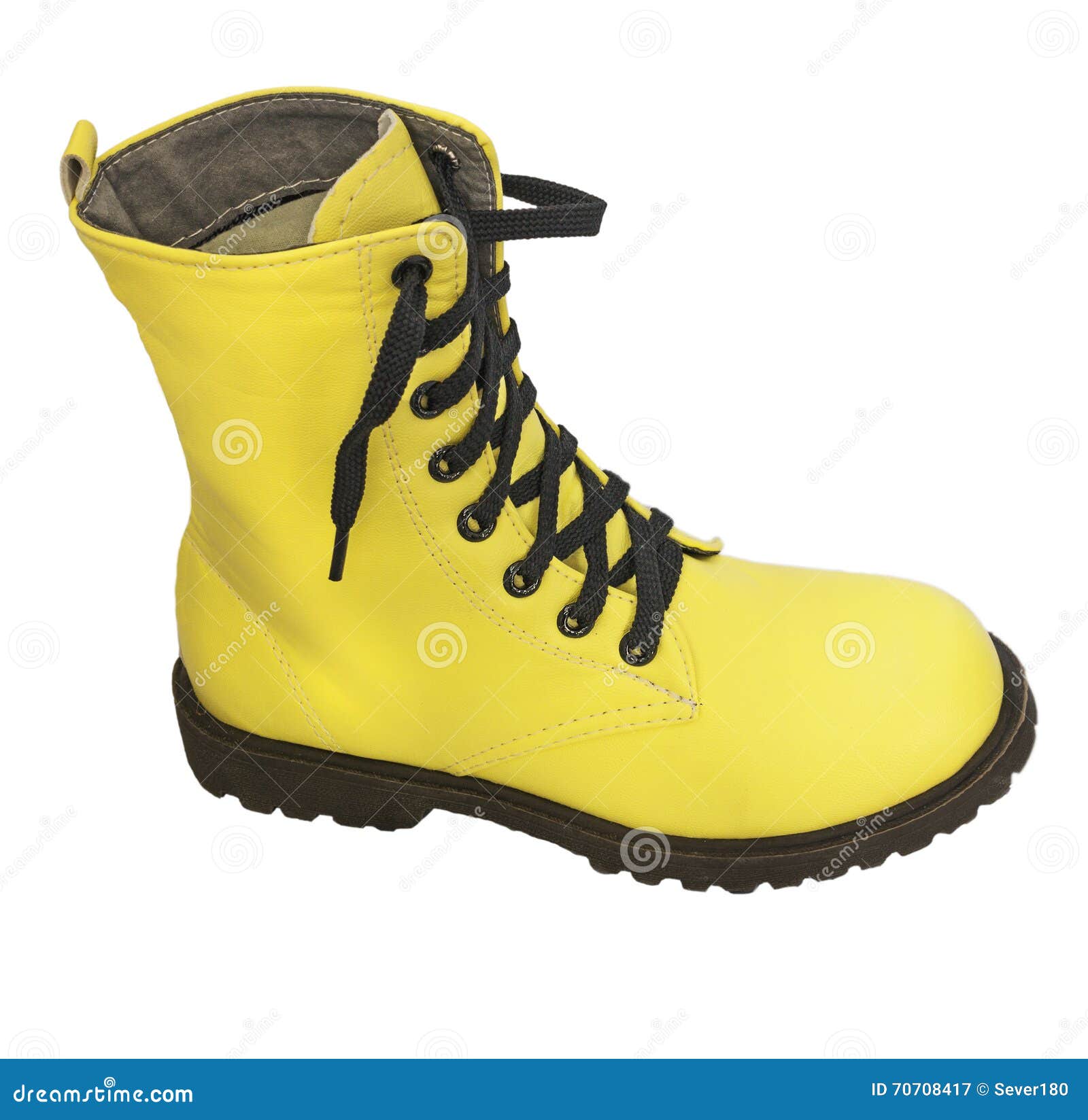 One High Yellow Boots With Black Laces 