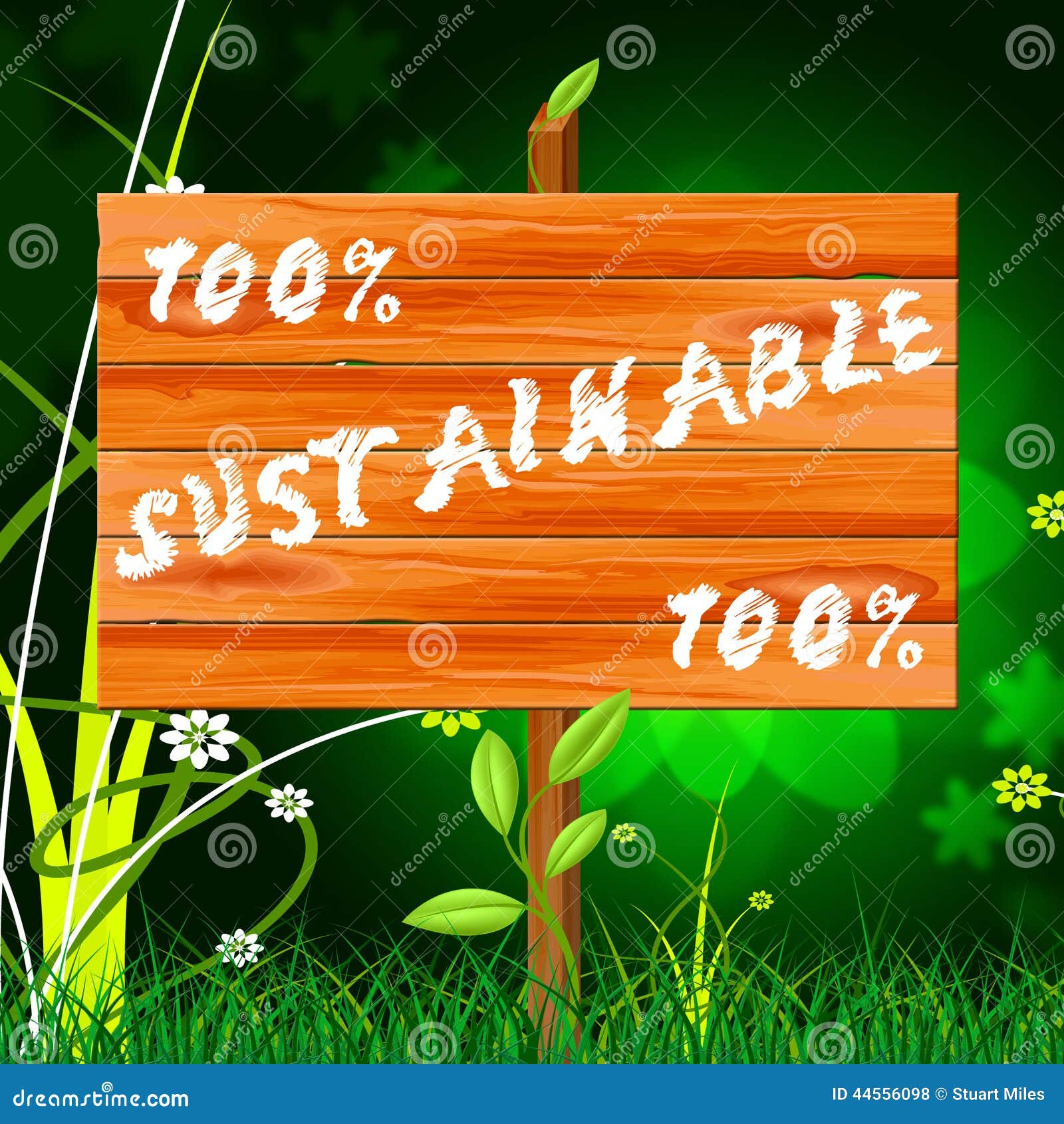one hundred percent indicates sustainable sustaining and eco