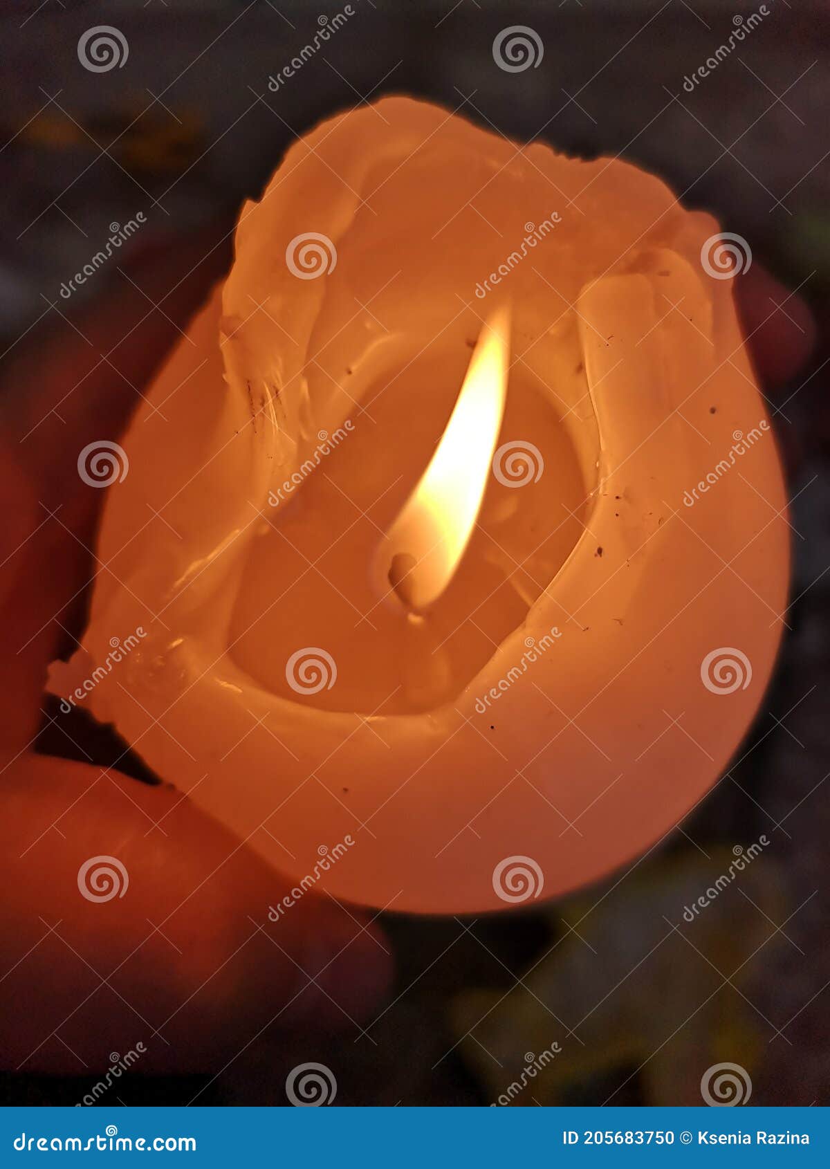 One Large Decorative Candle Burns Stock Photo Image of focus, candle