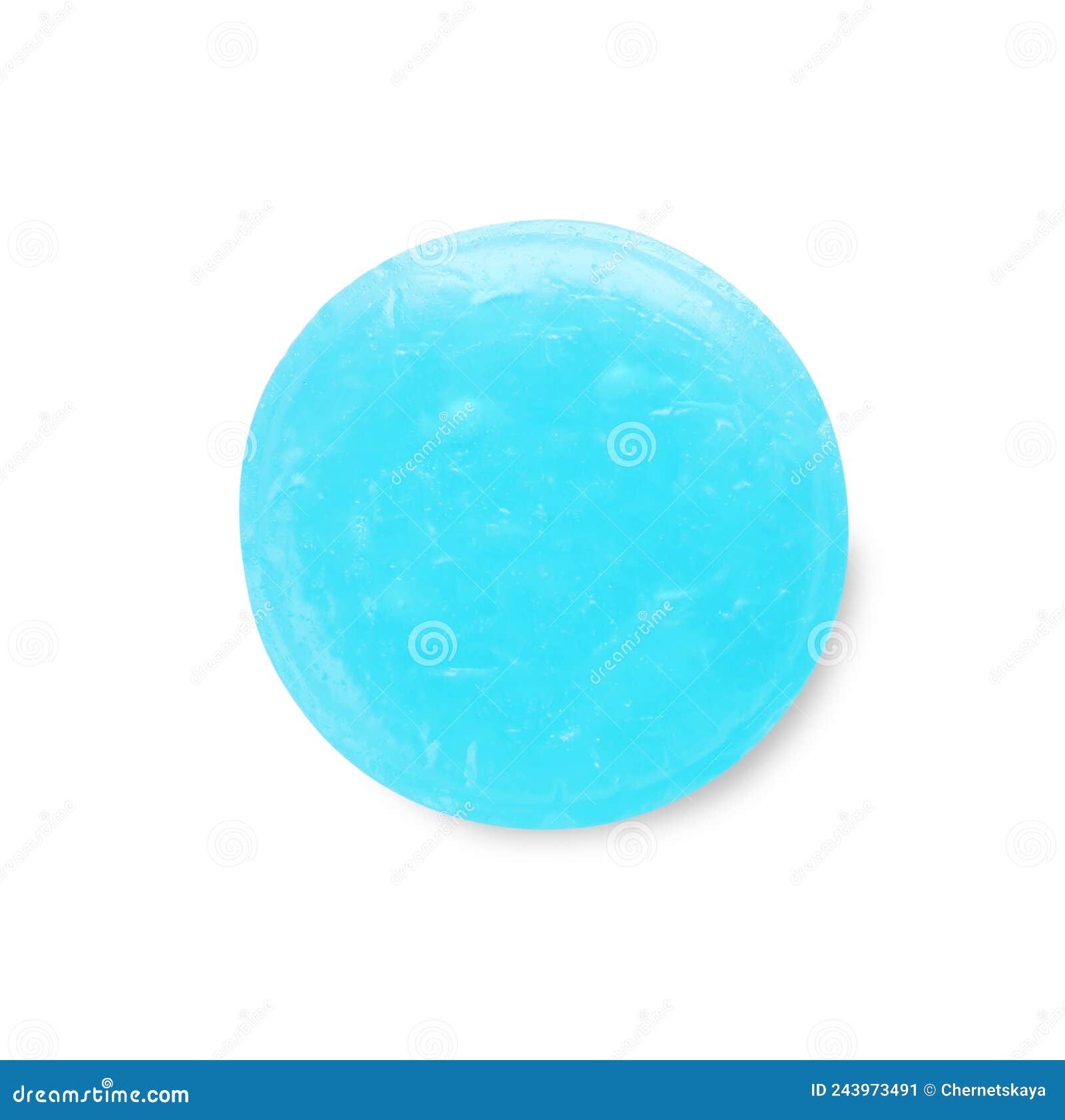 One Light Blue Cough Drop Isolated on White, Top View Stock Image