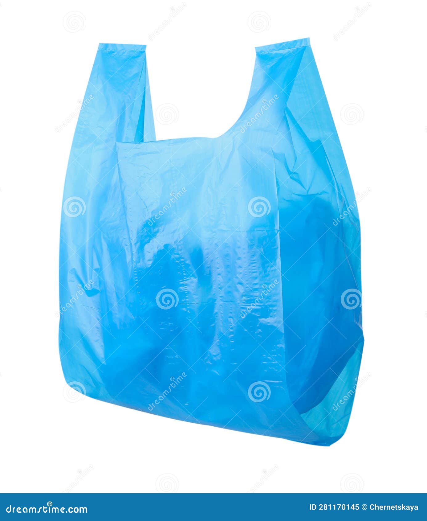 One Light Blue Plastic Bag on White Stock Image Image of package