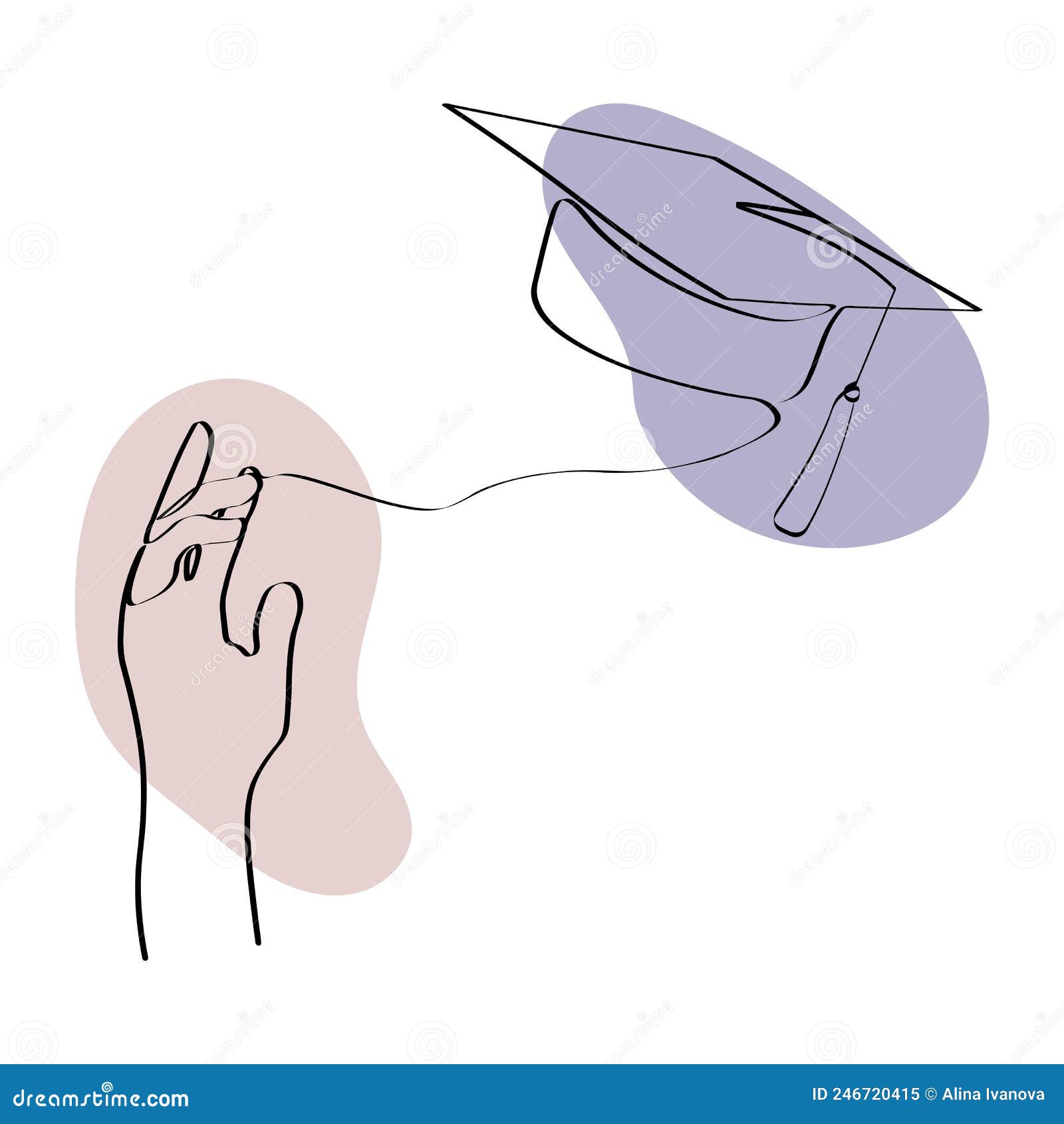 One Line Art with Student Tossing Up His Graduation Cap. Trendy One ...