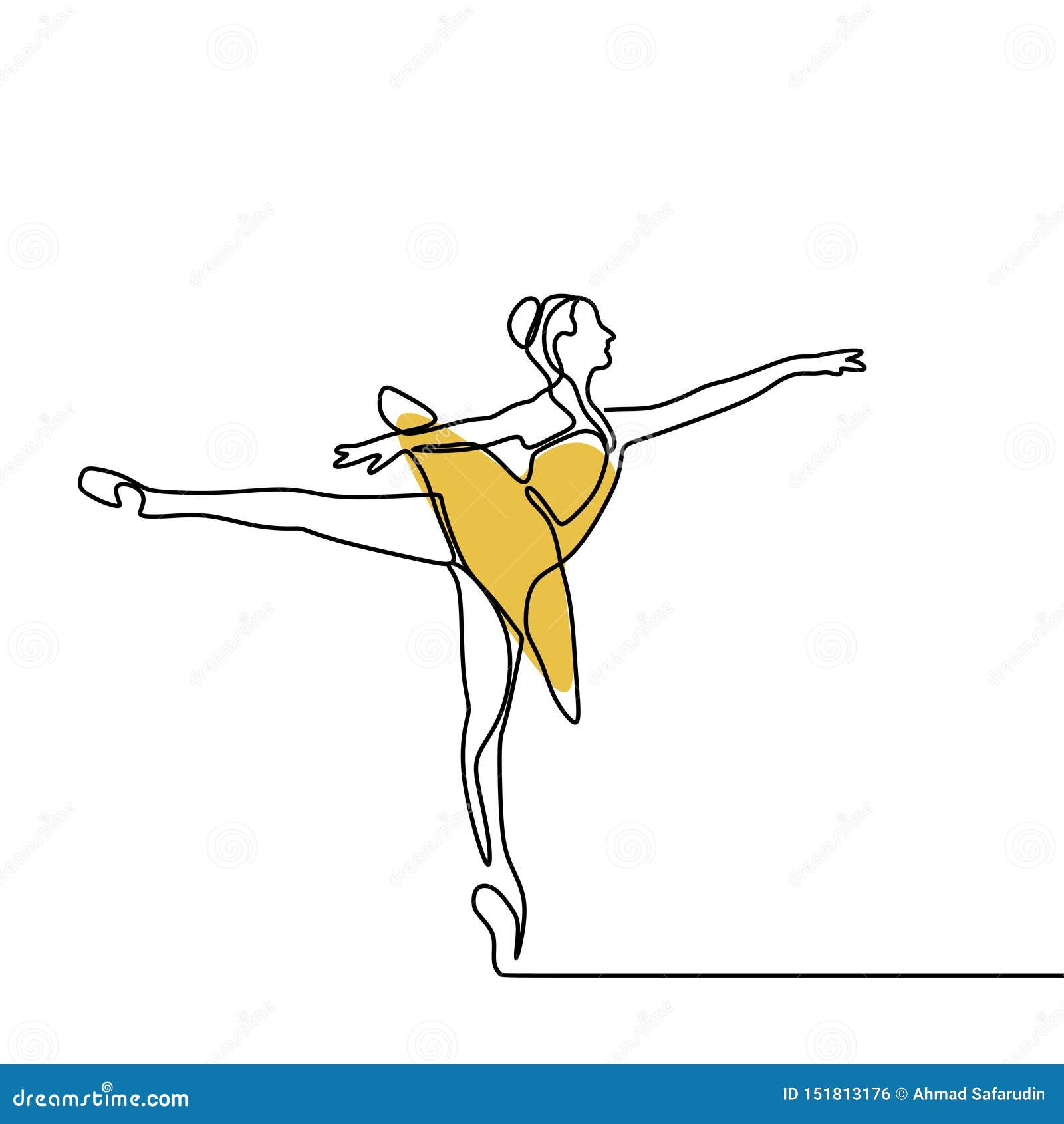 Line Ballet Dancer Continuous Hand Drawn Minimalist Design Stock Vector - Illustration of beautiful: 151813176