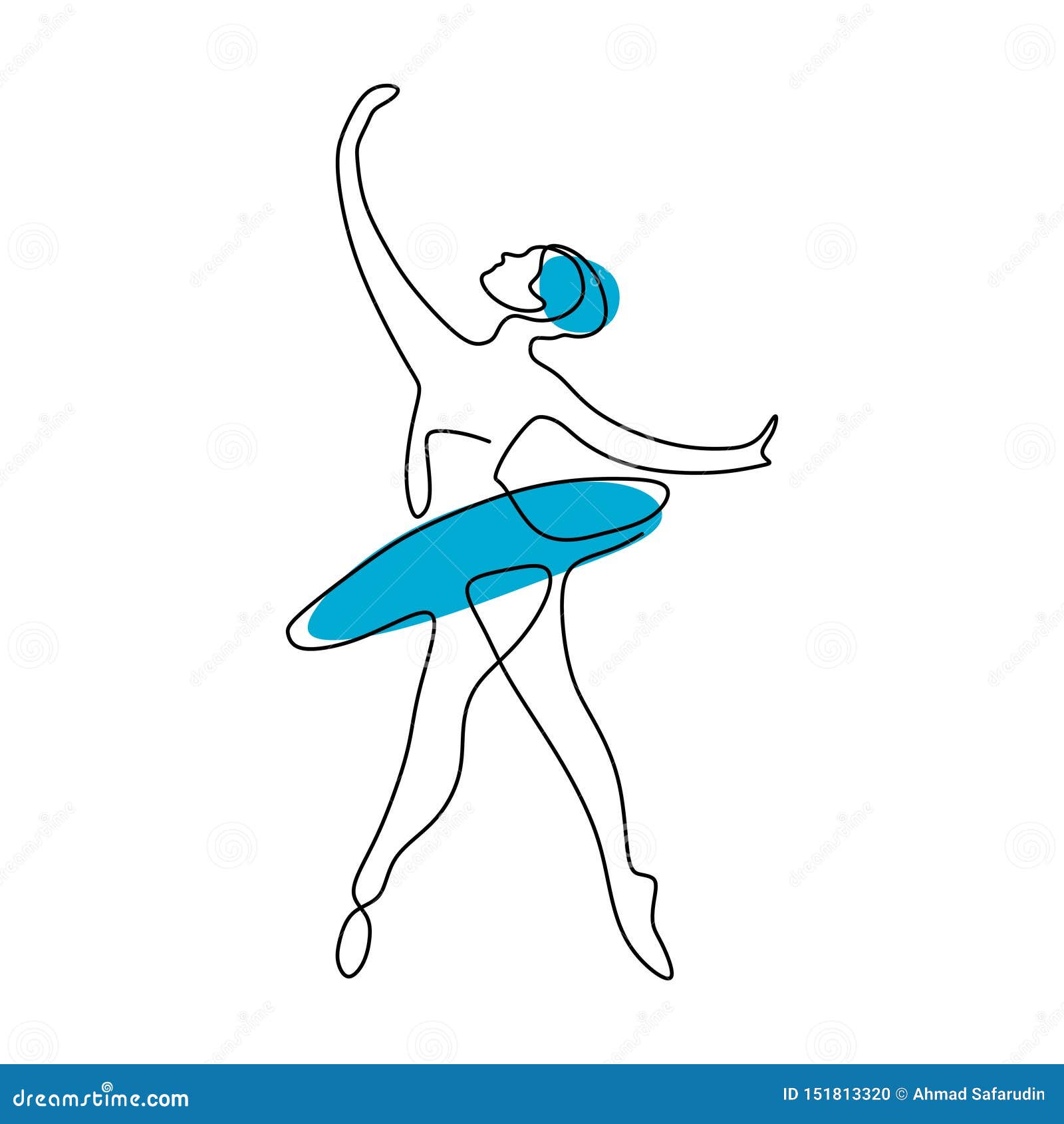 One Line Ballet Dancer Hand Drawn Minimalist Design Stock Vector - Illustration of elegant, 151813320